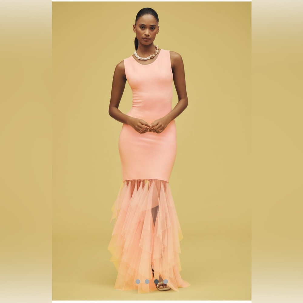 Blithe Knit Tulle Sleeveless Maxi Dress- Size Small